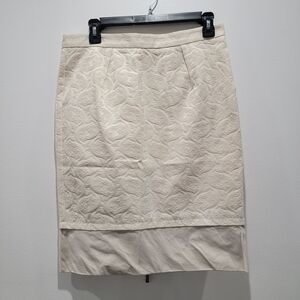 BCBGMaxAzria Ivory Embroidered Pencil Skirt SZ 6